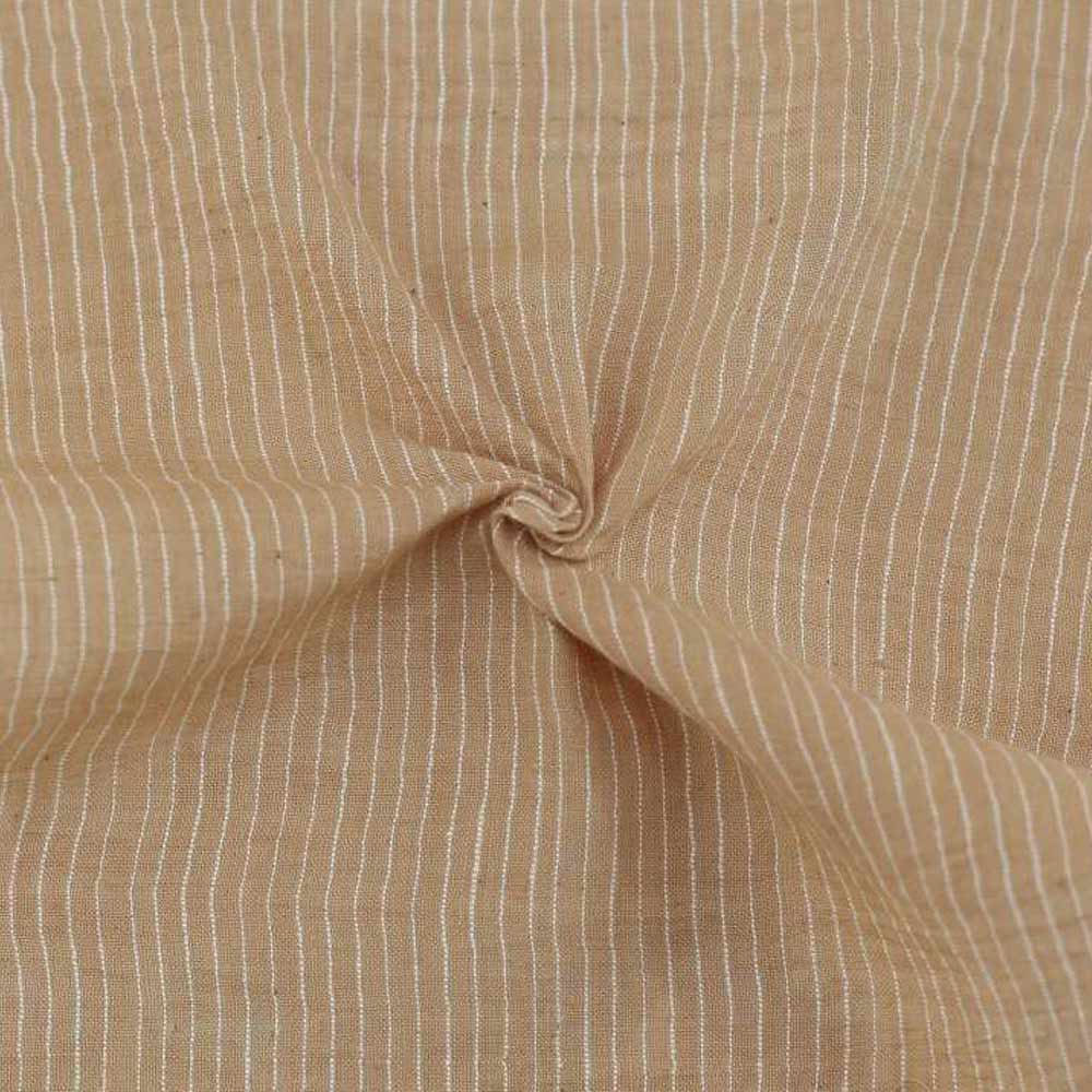 Stripe Beige Pure Cotton 65 GSM Handwoven Fabric