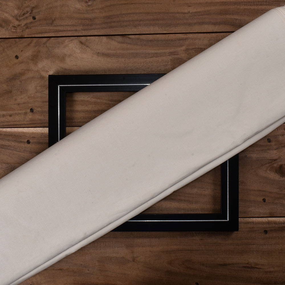 Plain Natural Matka Silk & Cotton Blend 104 GSM Handwoven Fabric