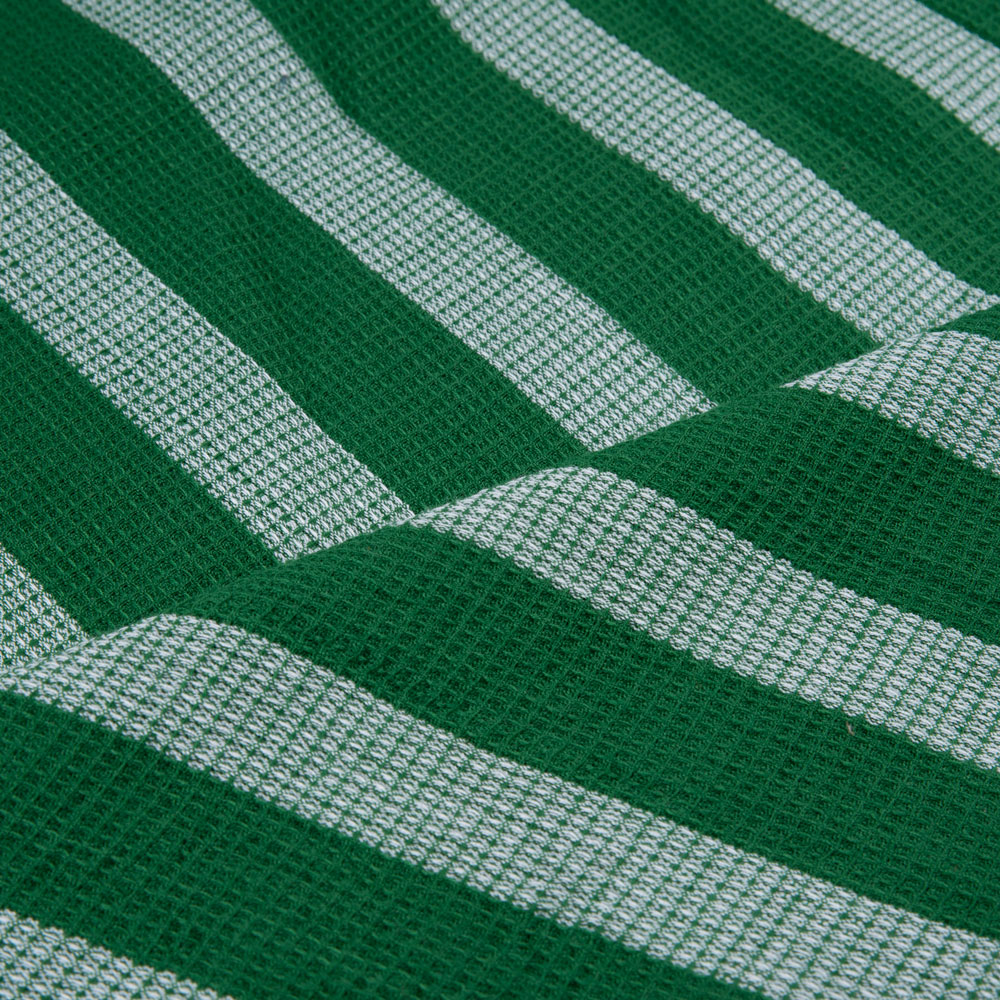 STRIPE GREEN & WHITE HONEYCOMB WEAVE PURE COTTON 108 GSM FABRIC