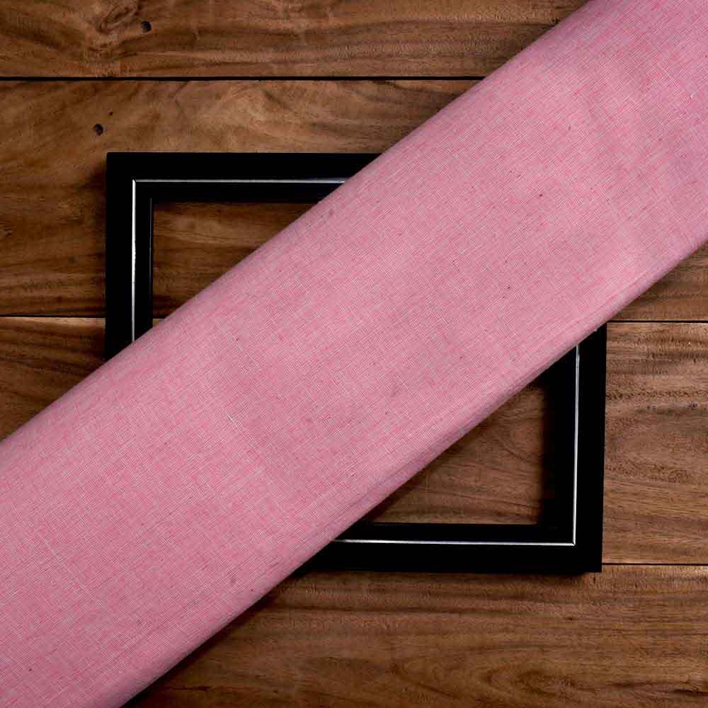 Chambray Pink Pure Cotton 110 GSM Handwoven Fabric
