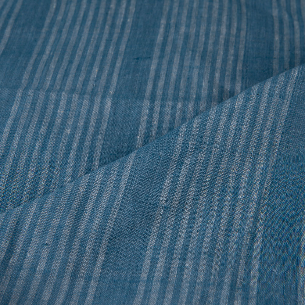 STRIPE BLUE PURE COTTON 62 GSM HANDWOVEN FABRIC