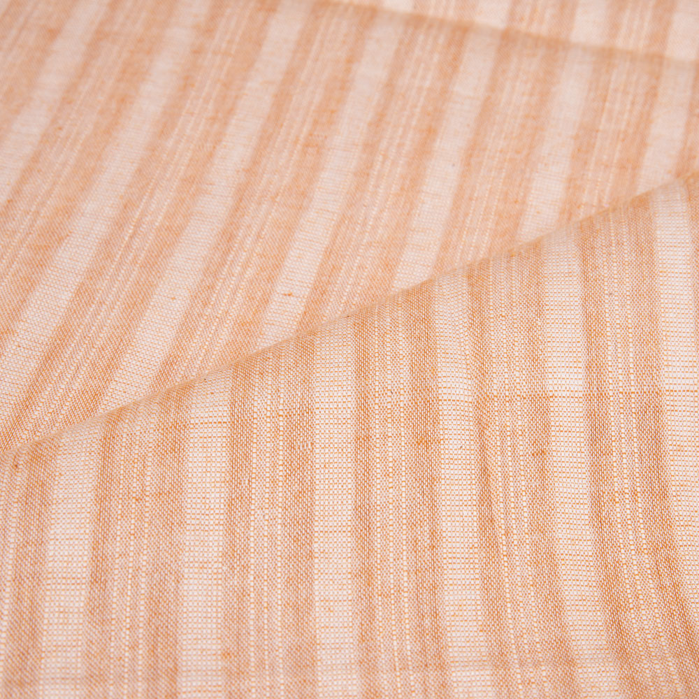 STRIPE PEACH PURE COTTON 85 GSM HANDWOVEN FABRIC