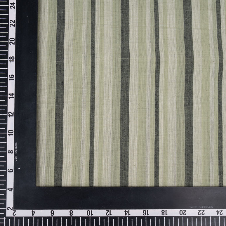 STRIPE LIGHT GREEN PURE COTTON 64 GSM HANDWOVEN FABRIC