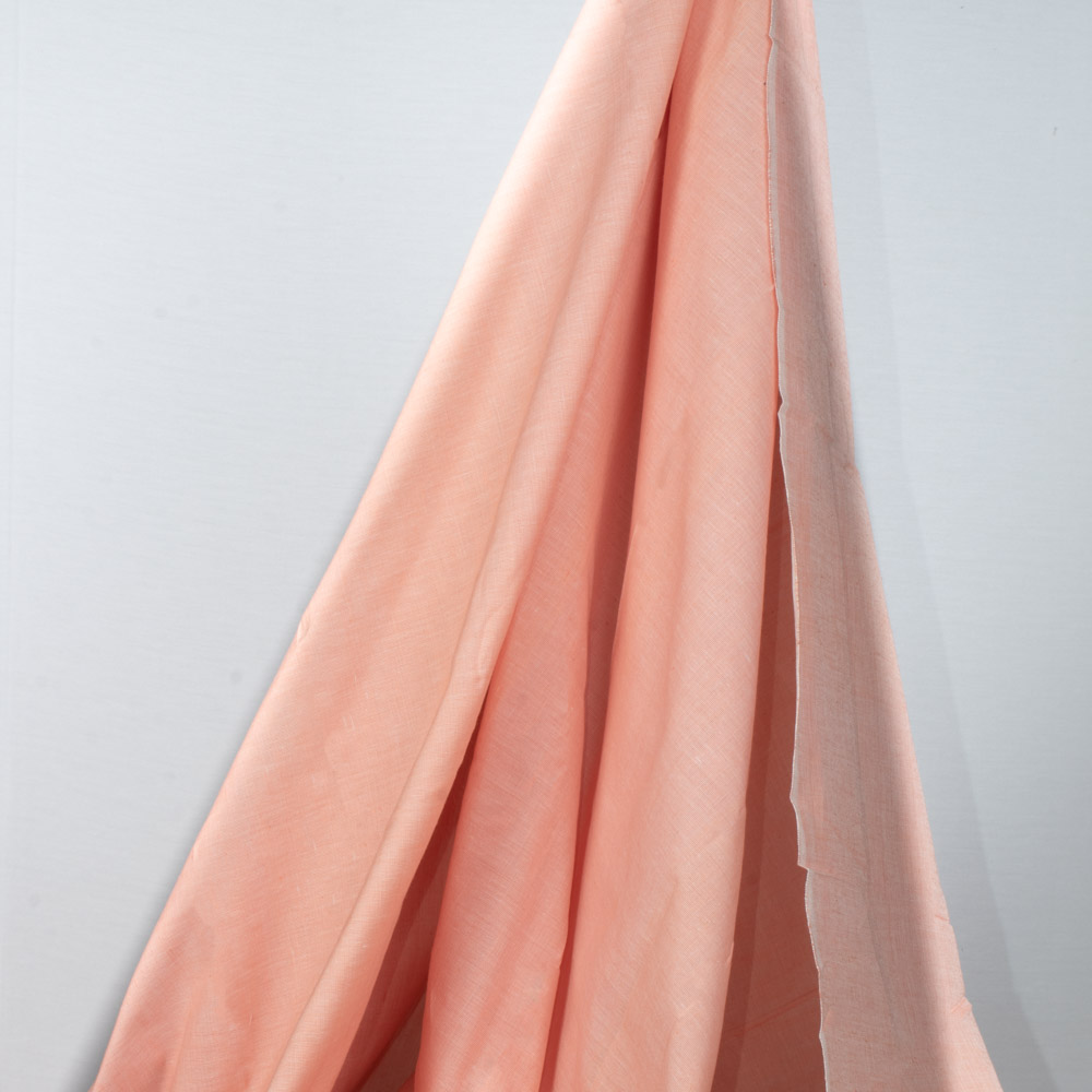 Chambray Light Orange Khadi Cotton 125 GSM Handwoven Fabric