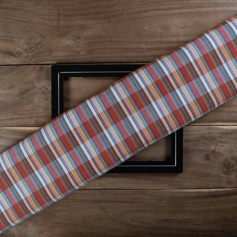 Multicolor Check Pure Cotton 80 GSM Handwoven Fabric 772