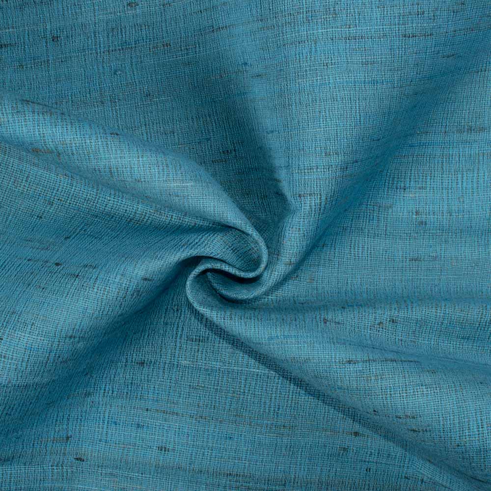 Plain Blue Natural Ketya Silk Cotton Blend 150 GSM Handwoven Fabric