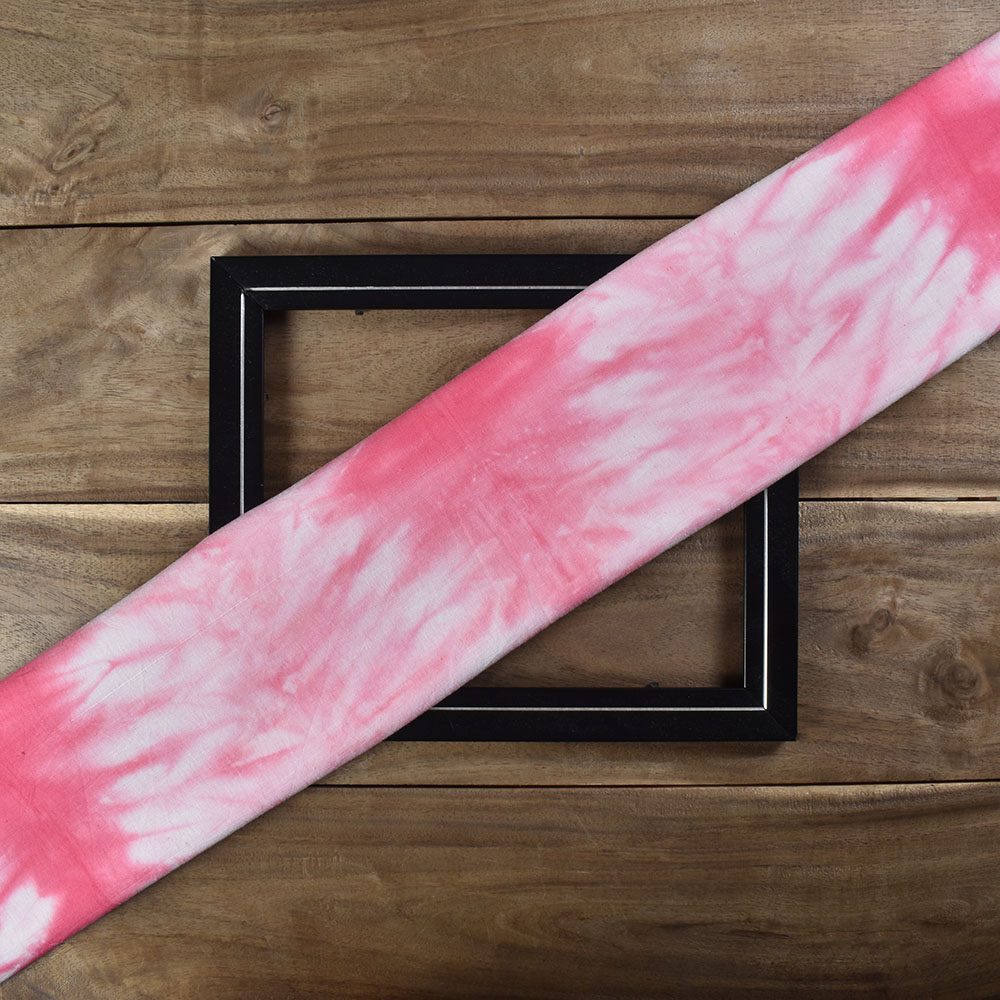 Abstract Pink White Tie Dye Khadi Cotton 120 GSM Handwoven Fabric