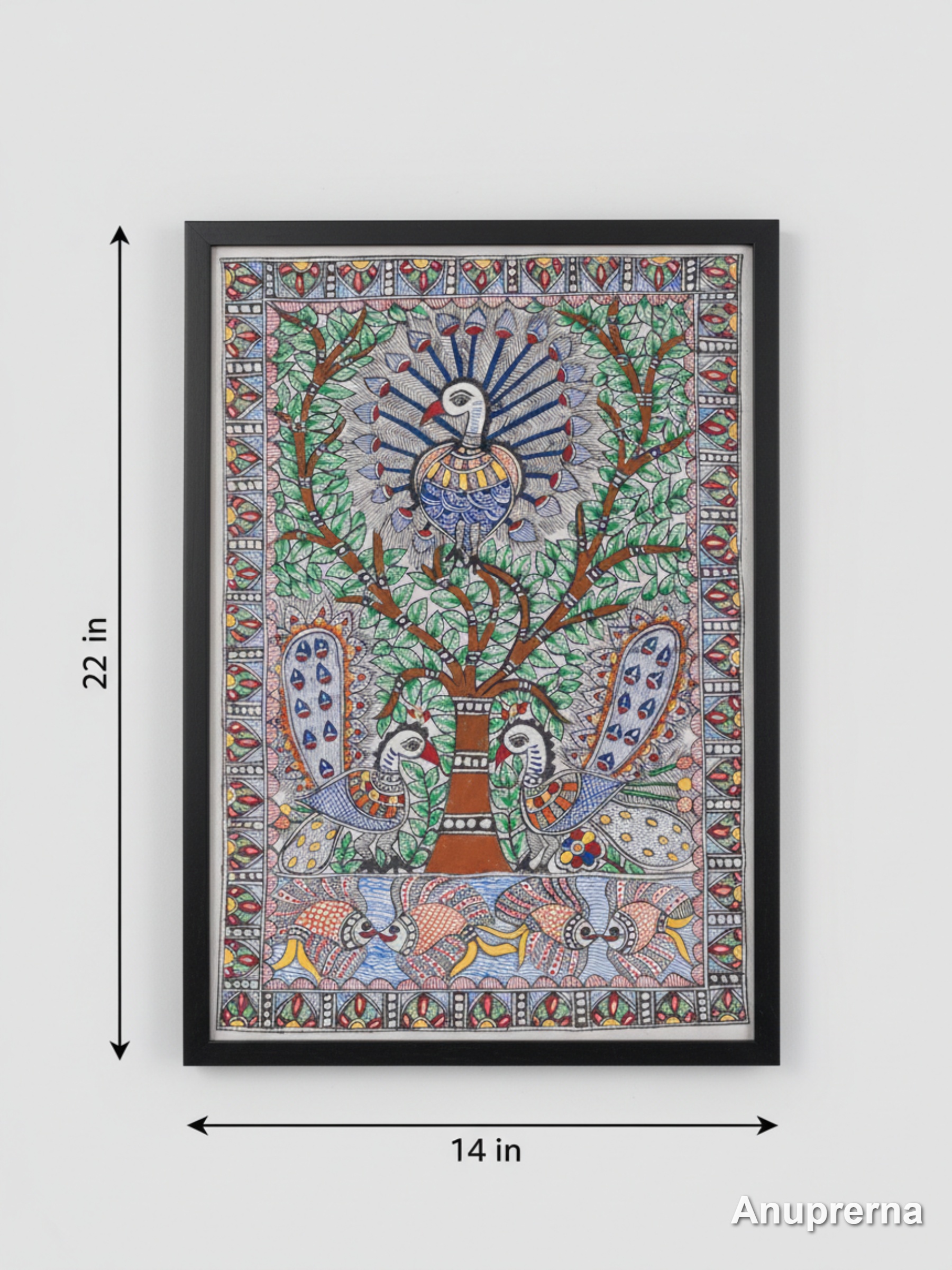 Dance of the Peacocks Madhubani Wall Art Decor