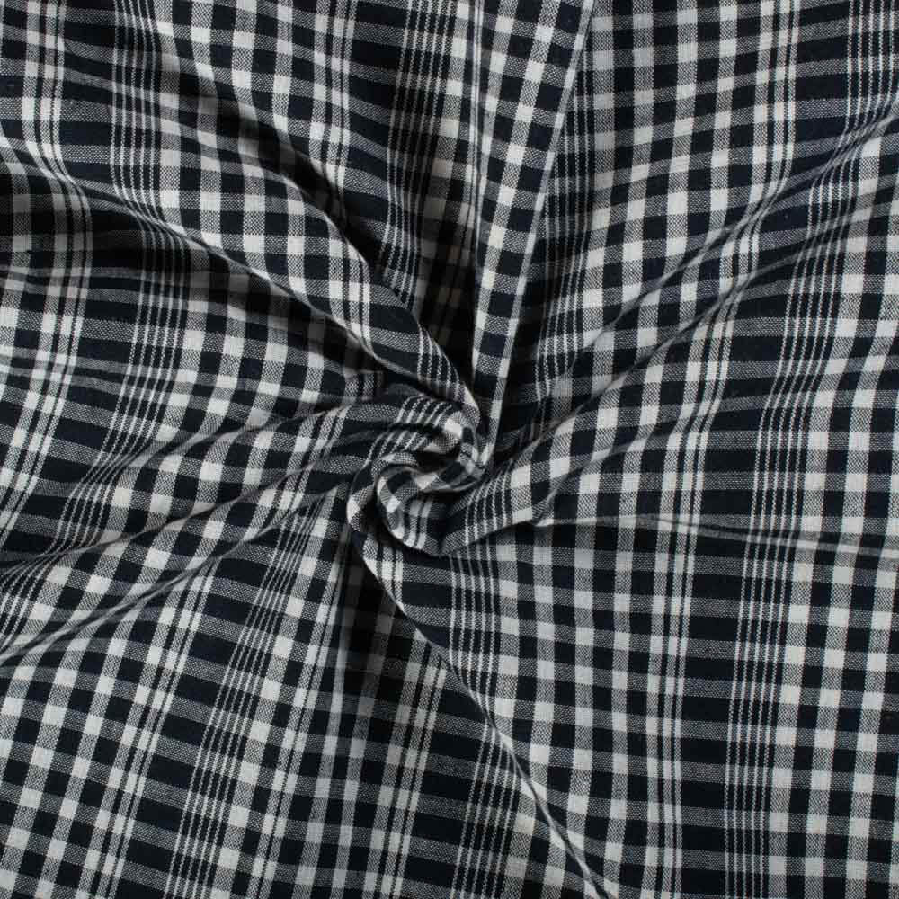 Black & White Check Pure Cotton 100 GSM Handwoven Fabric 778