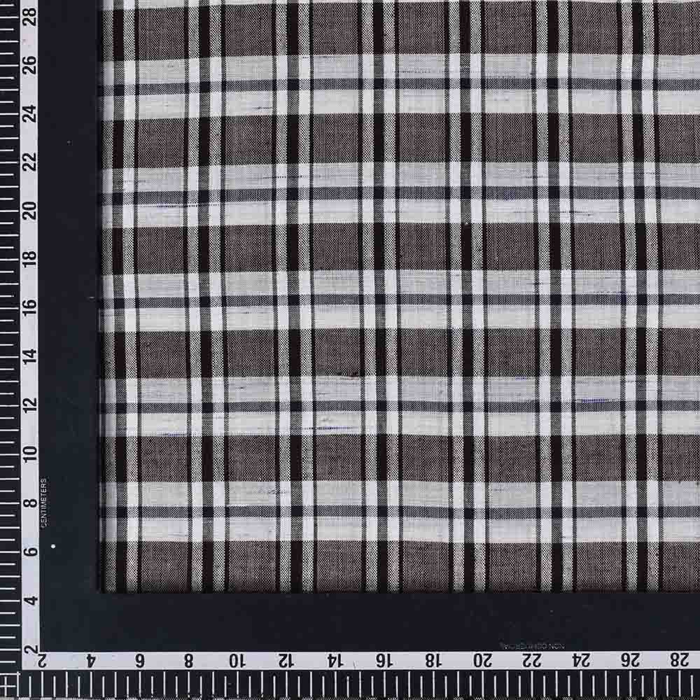 FUTKI BLACK WHITE CHECK KHADI COTTON 110 GSM HANDWOVEN FABRIC