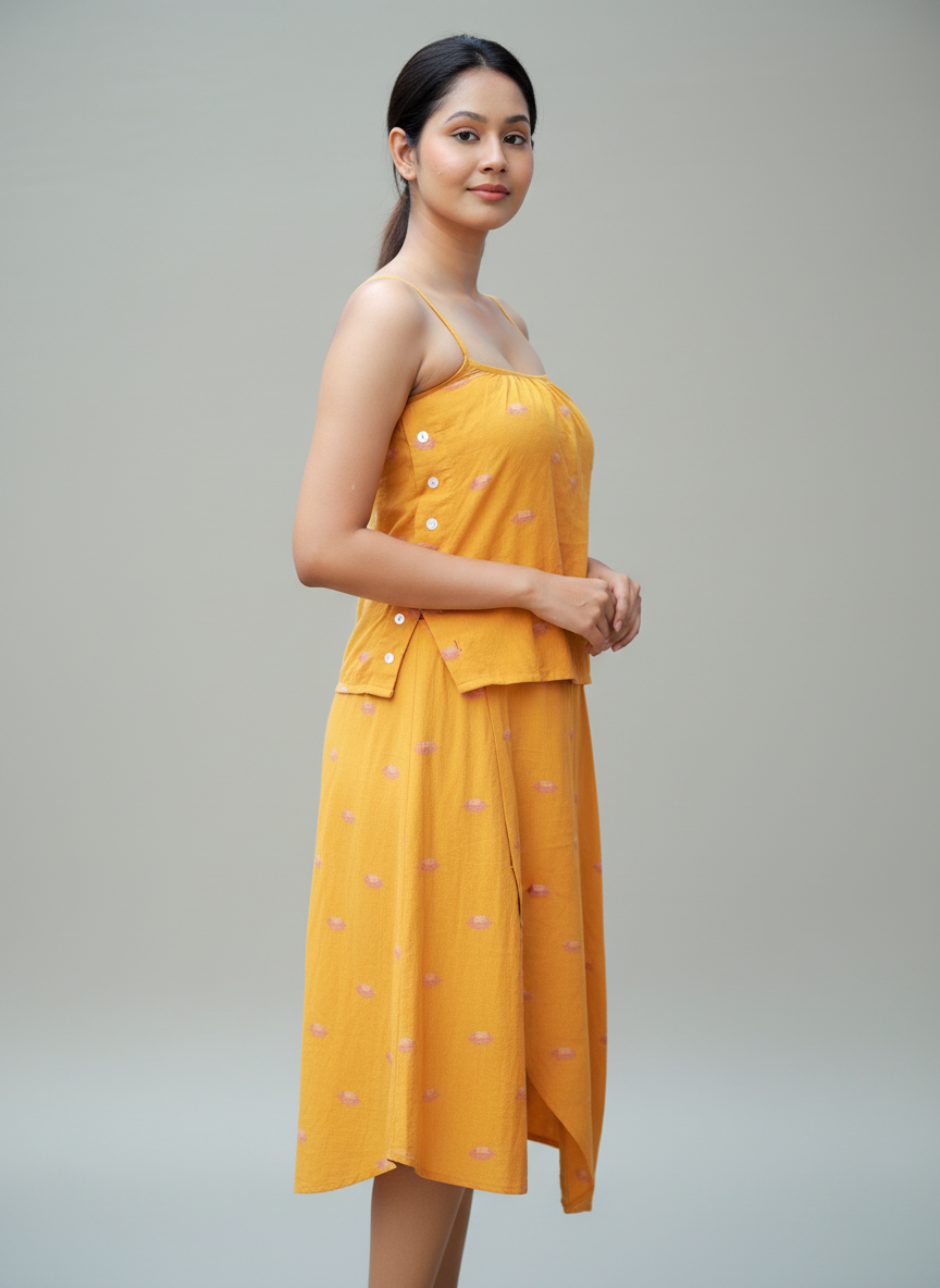 Handwoven Jamdani Top and Skirt Co-ord Ensemble