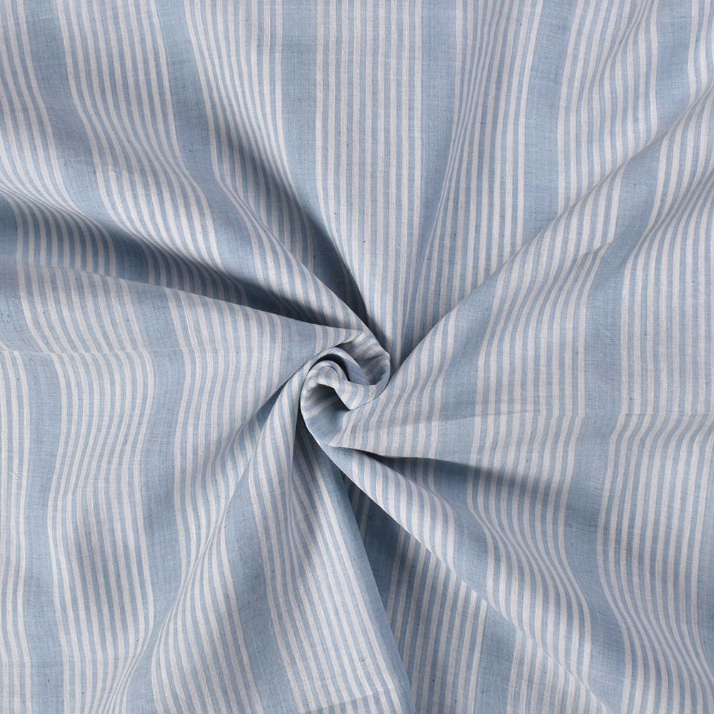 Stripe Light Blue Natural Indigo Dyed 62 GSM Handwoven Fabric