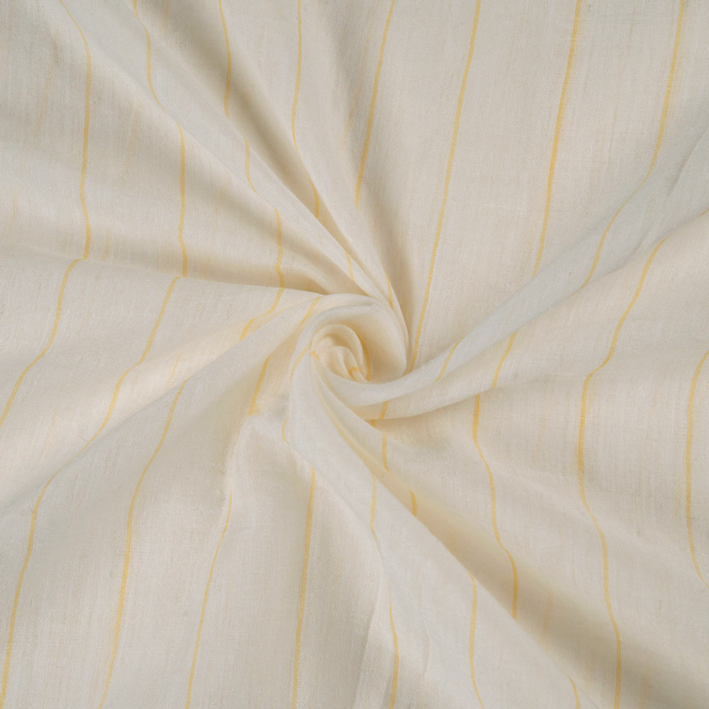Pinstripe Off White Cotton & Mulberry Silk Blend Handwoven Fabric 42 GSM