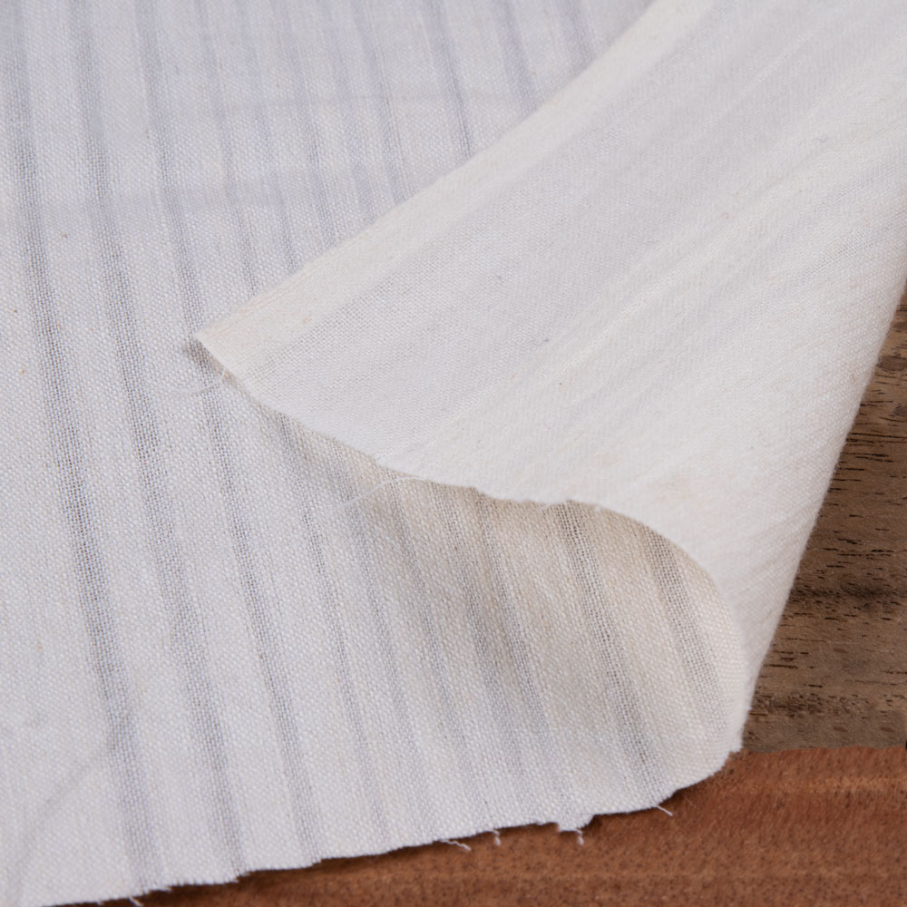 White Stripe Cotton 111 GSM Fabric - Bleached White & Dyeable