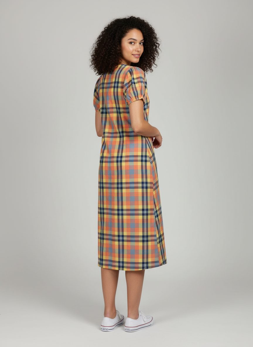 Bow-Tie Fishtail Balloon Sleeve Dress