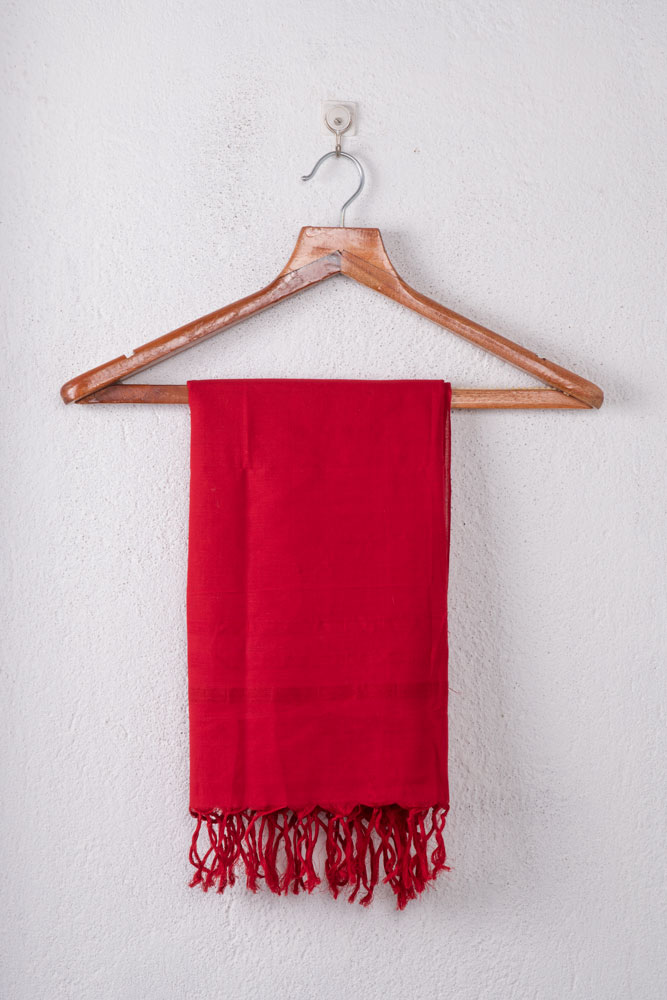Stripe Red Handwoven Pure Cotton Scarf