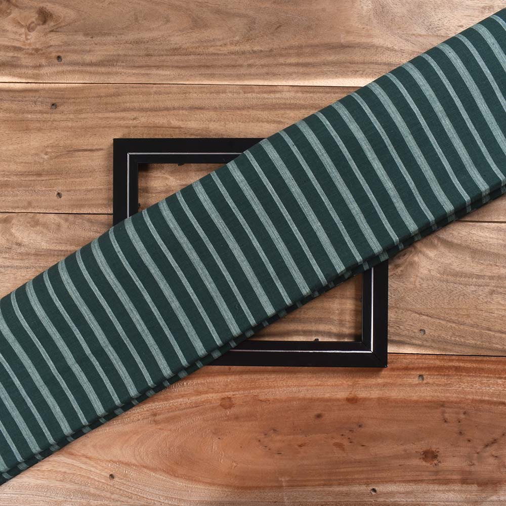 Stripe Dark Teal Pure Cotton 105 GSM Handwoven Fabric