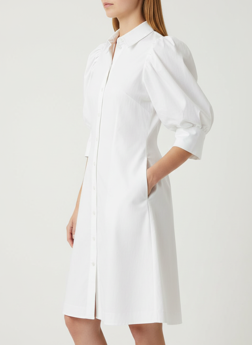 Pleated & Gathered Shirt Dress