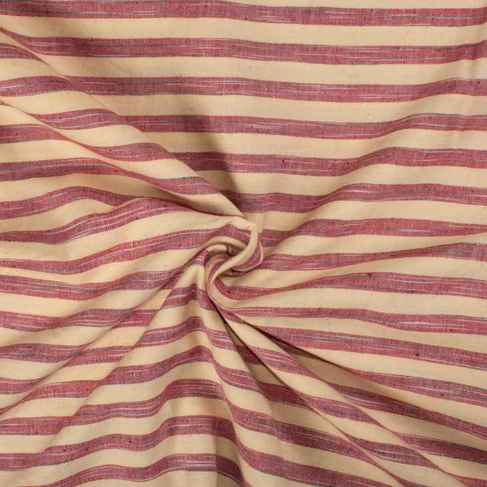 Stripe Yellow Red Tie Dye Bandhani 130 GSM Khadi Cotton Handwoven Fabric