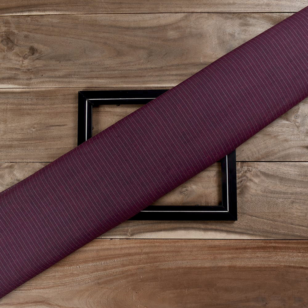 Stripe Maroon Pure Cotton 74 GSM Handwoven Fabric