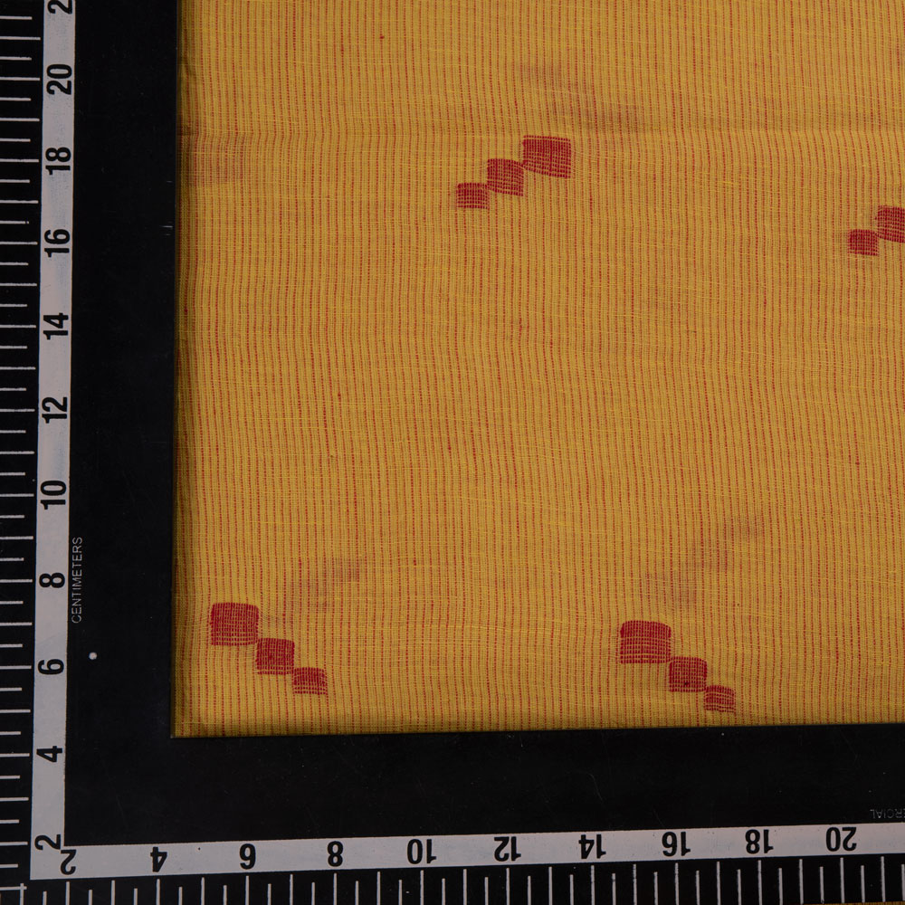 GEOMETRIC STRIPE YELLOW JAMDANI PURE COTTON 55 GSM HANDWOVEN FABRIC