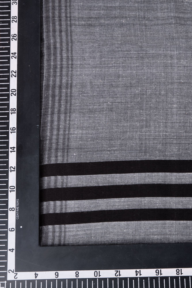 STRIPE GREY BLACK HANDWOVEN PURE COTTON SCARF