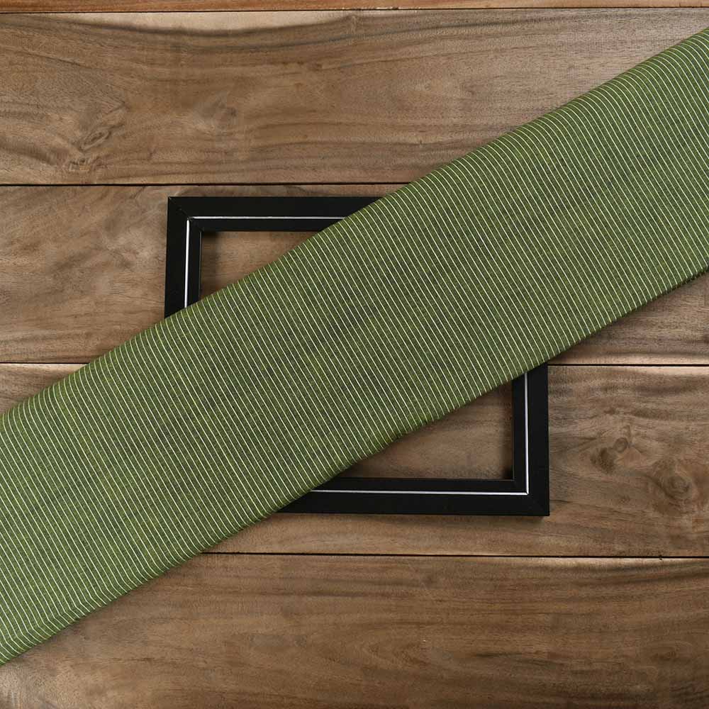 Stripe Green Pure Cotton 100 GSM Handwoven Fabric 307
