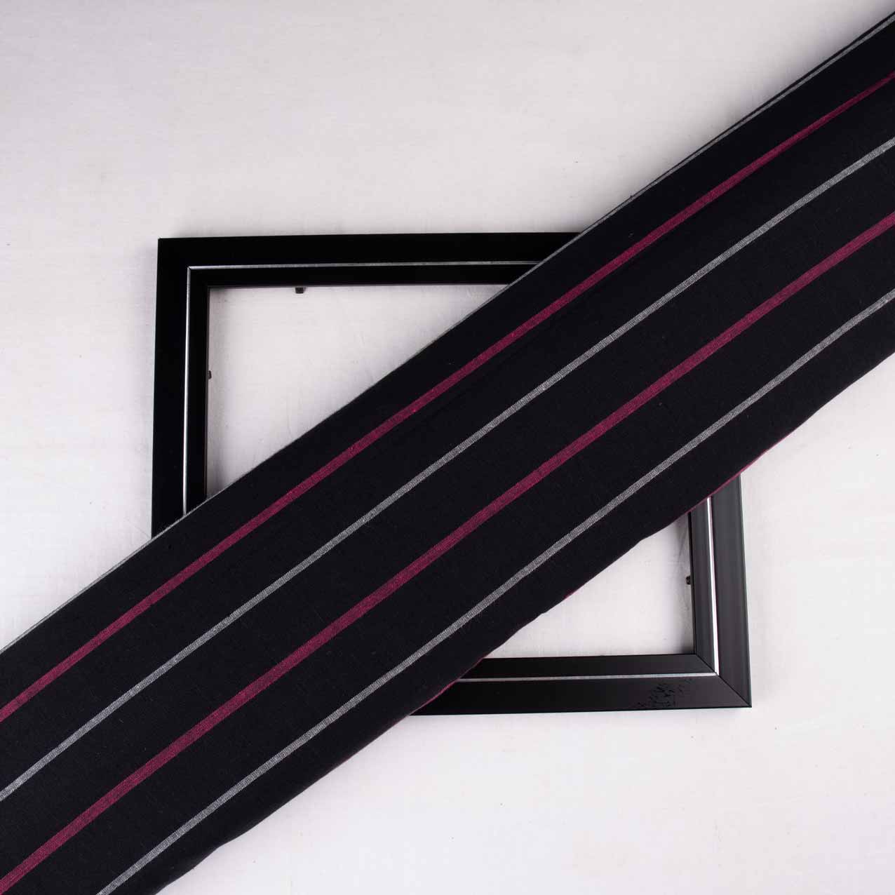 Stripe Black Pure Cotton 98 GSM Handwoven Fabric