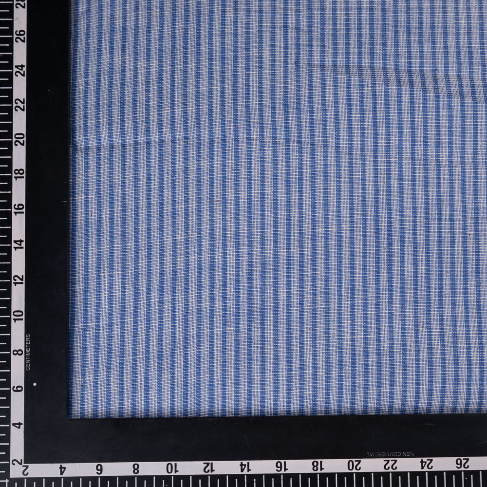 STRIPE BLUE KHADI COTTON 121 GSM HANDWOVEN FABRIC ME9