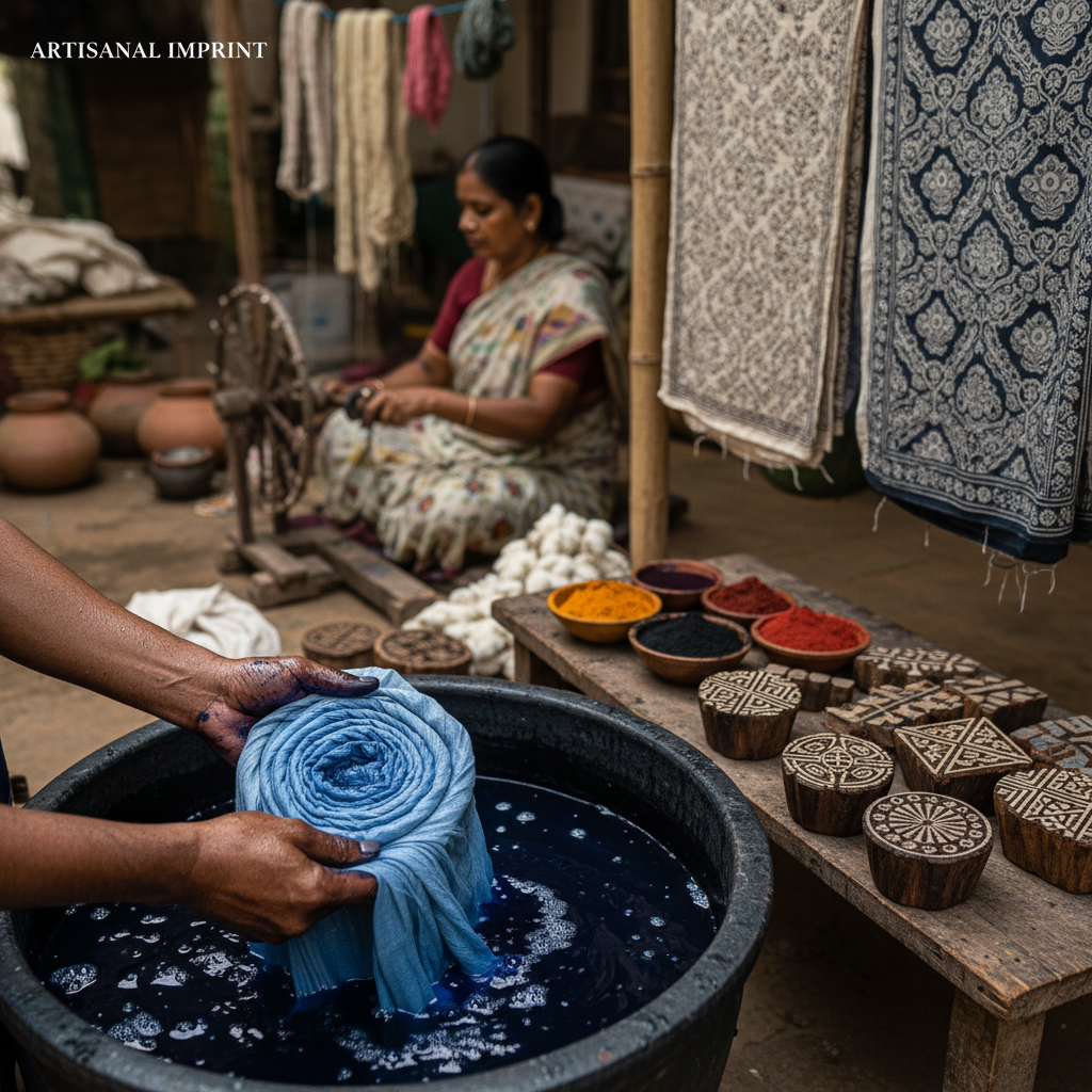 Sustainable fashion garments made with screen printed khadi fabric