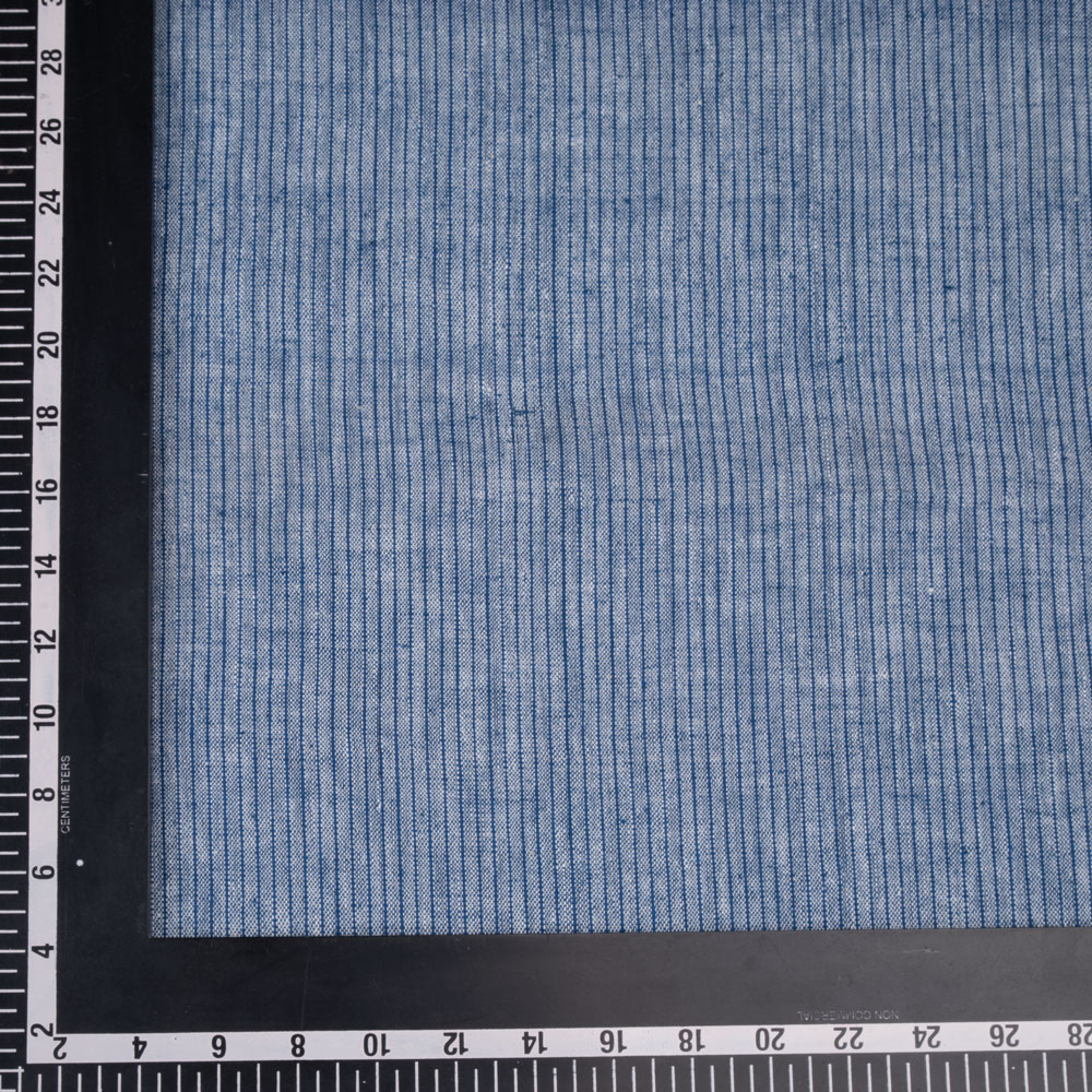 PINSTRIPE BLUE PURE COTTON 118 GSM HANDWOVEN FABRIC