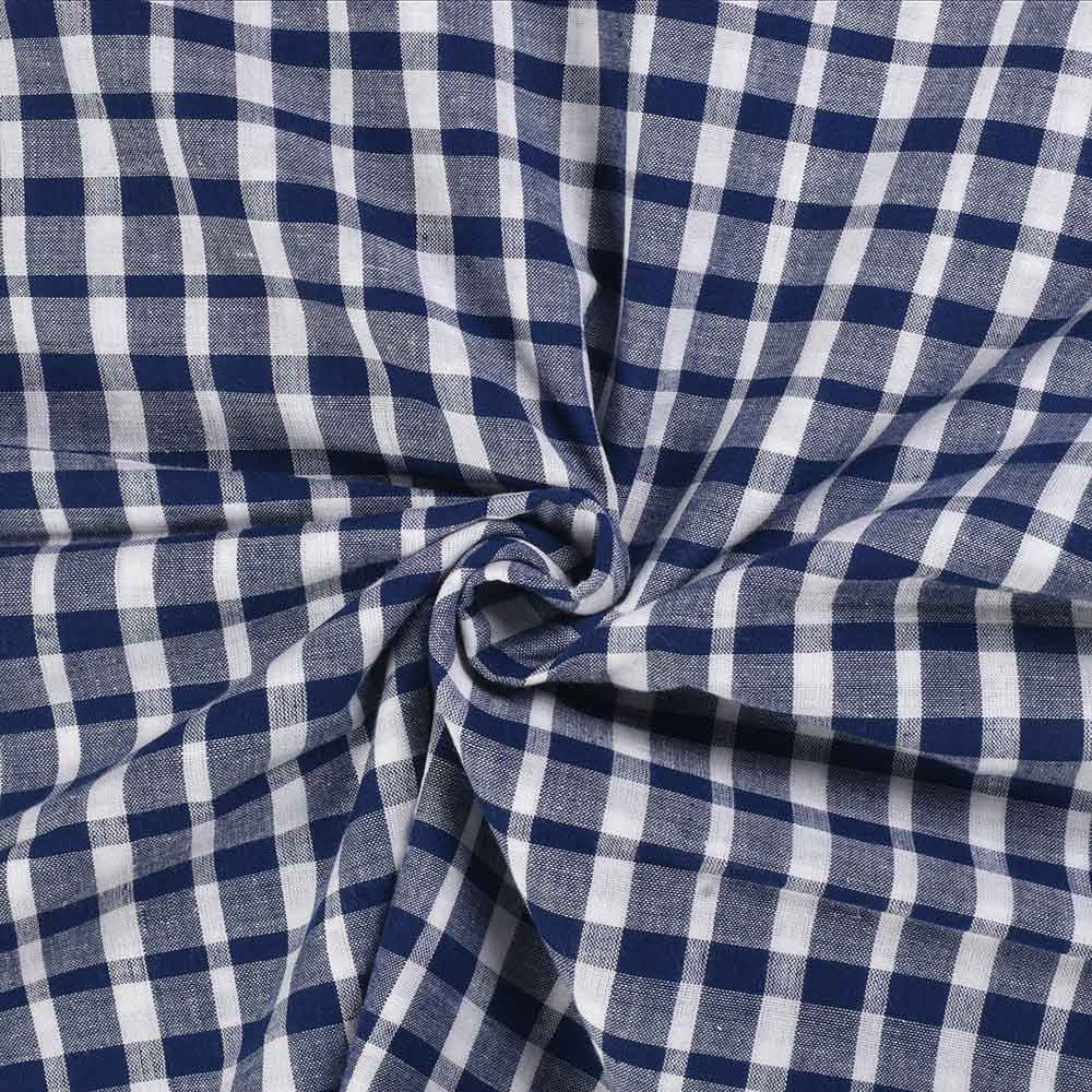 Check Blue & White Pure Cotton 92 GSM Handwoven Fabric 432