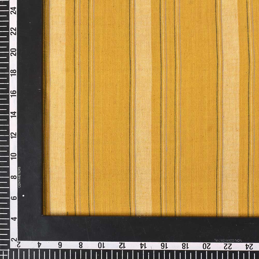 STRIPE MUSTARD YELLOW PURE COTTON 105 GSM HANDWOVEN FABRIC