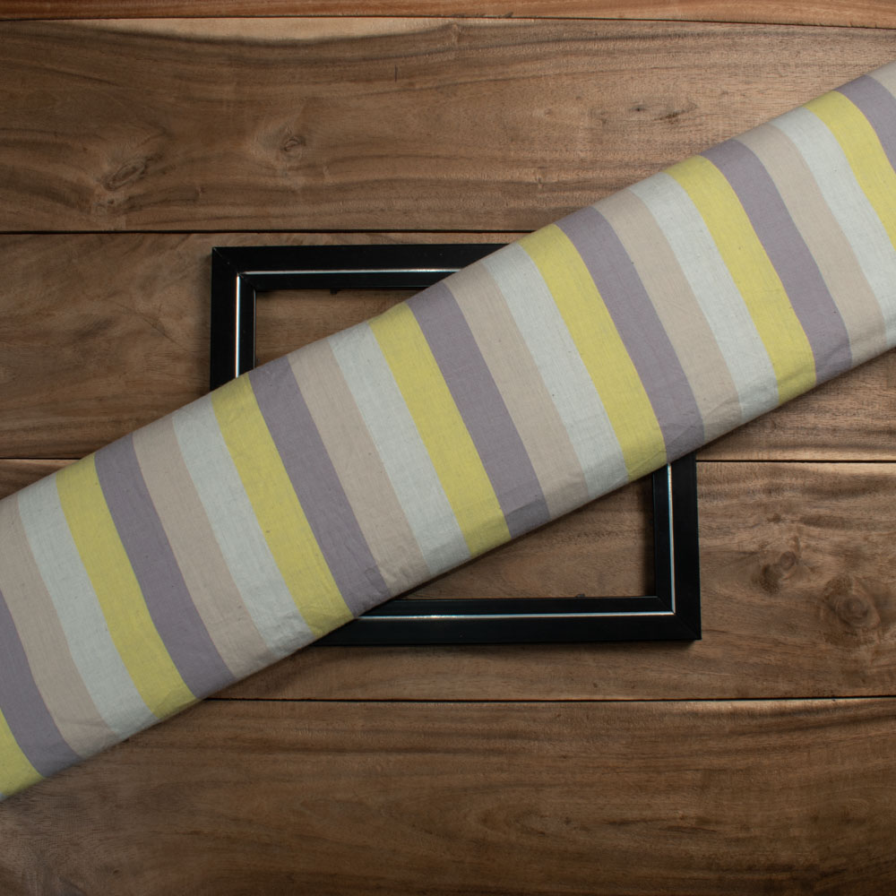 Stripe Multicolour Pure Cotton 134 GSM Handwoven Fabric