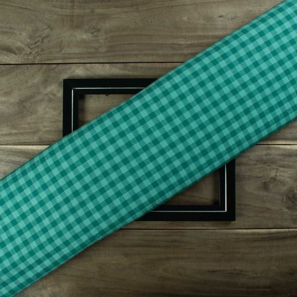 Check Light & Dark Green 130 GSM Khadi Handwoven Fabric