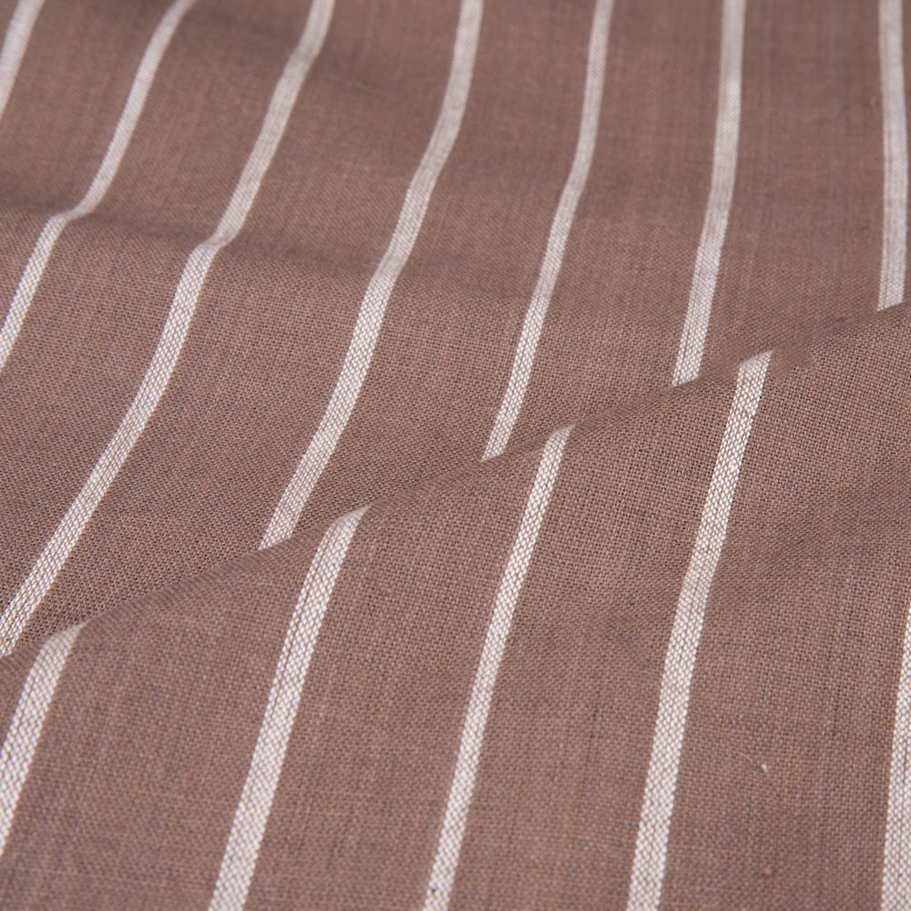 STRIPE BROWN PURE COTTON 102 GSM HANDWOVEN FABRIC