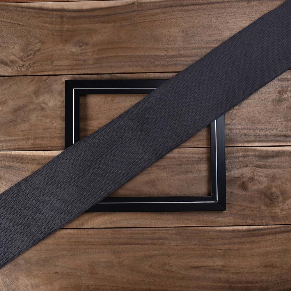 Black Honeycomb Weave Pure Cotton 122 GSM Handwoven Fabric