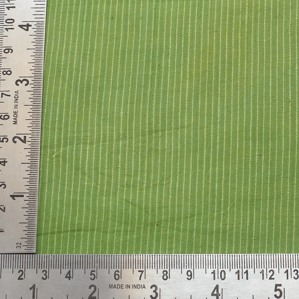 STRIPE LIGHT GREEN PURE COTTON 98 GSM HANDWOVEN FABRIC