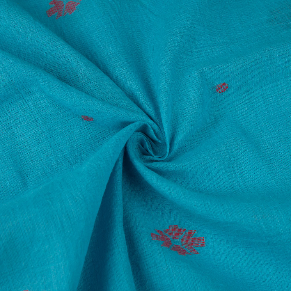 Geometric Blue Jamdani Pure Cotton 55 GSM Fabric