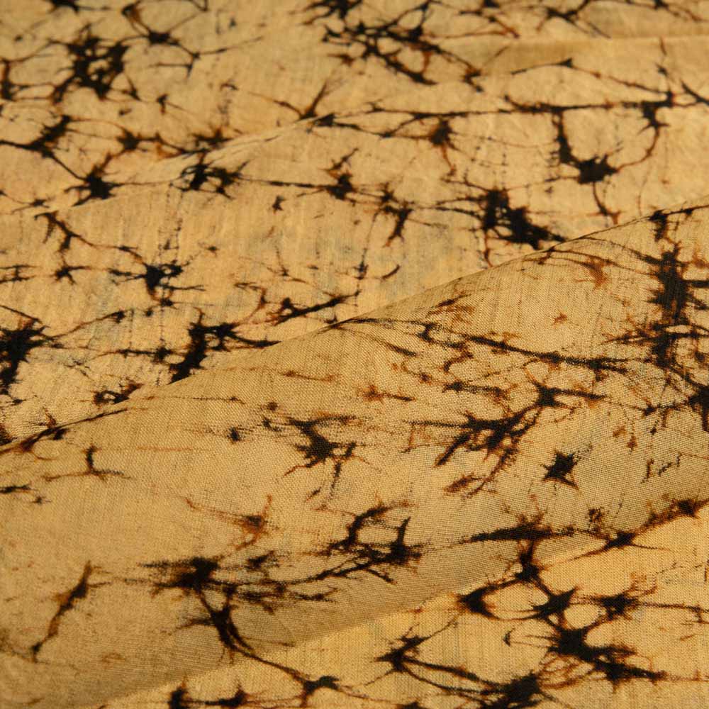 ABSTRACT BROWN YELLOW BATIK MULBERRY SILK 40 GSM 09 FABRIC