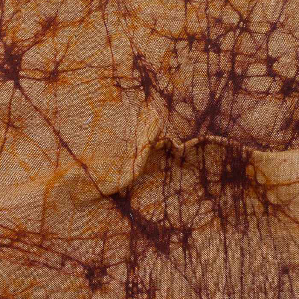 Abstract Brown Batik Cotton Khadi 112 GSM Fabric - Hand Printed 07