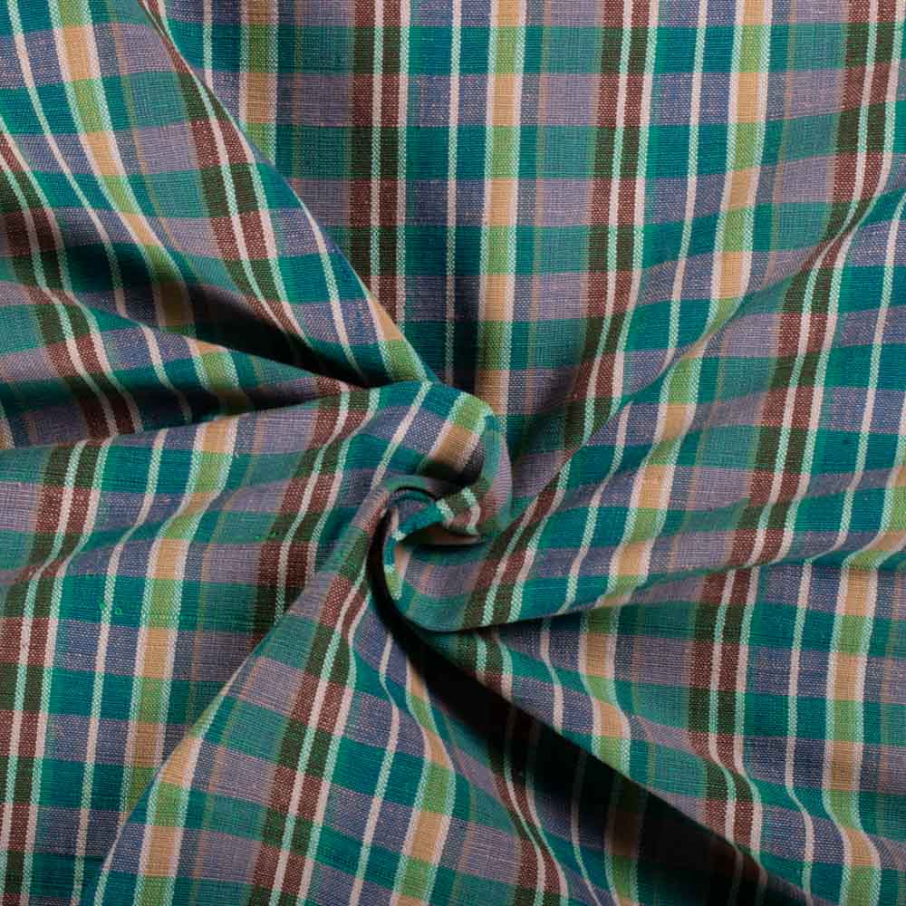 Multicolour Check Cotton & Khadi 125 GSM Handwoven Fabric 802
