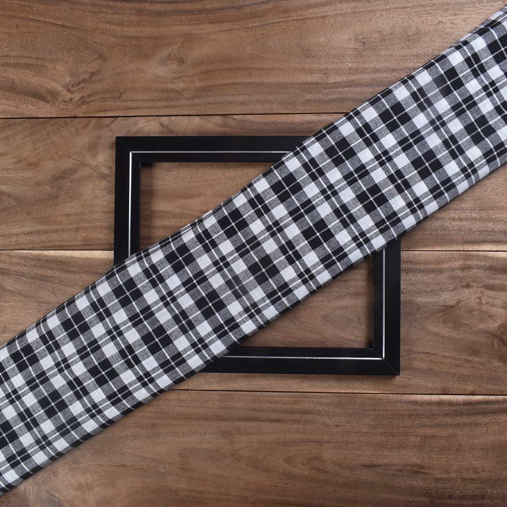 CHECK BLACK & WHITE PURE COTTON 100 GSM HANDWOVEN FABRIC