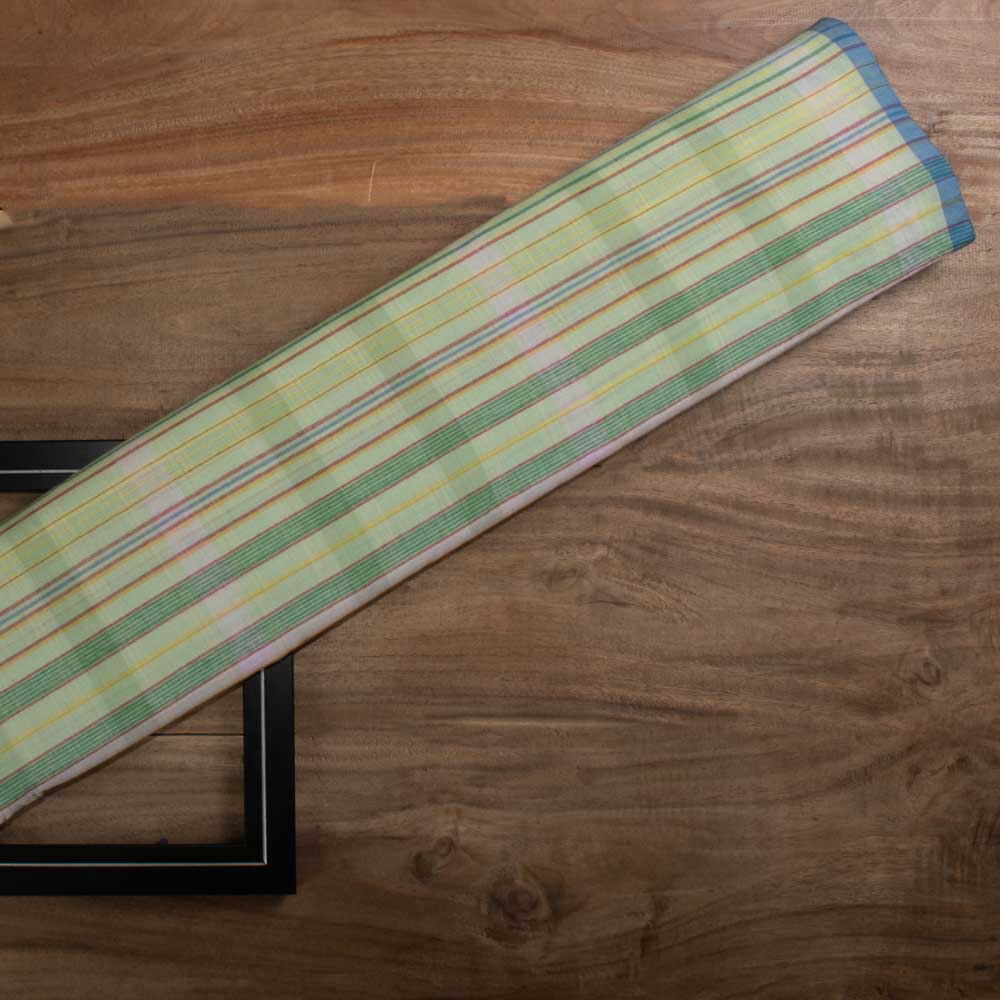 Check Multicolor Pure Cotton 60 GSM Handwoven Fabric 