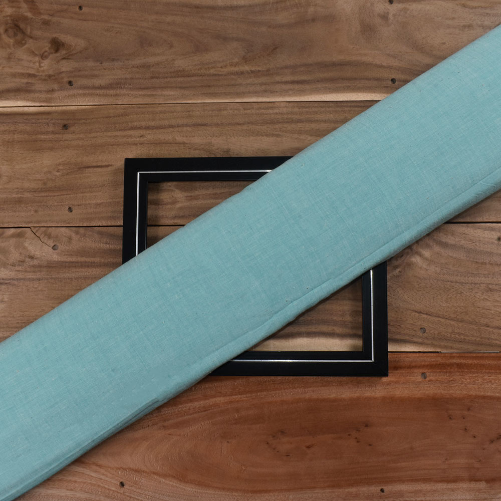 Chambray Teal Khadi Cotton 105 GSM Handwoven Fabric