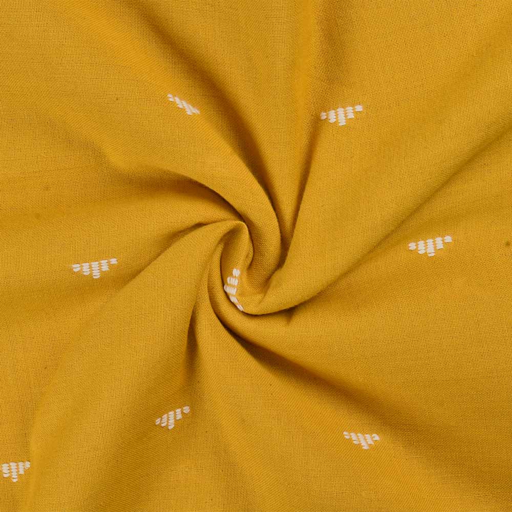 Geometric Yellow Jamdani Pure Cotton 120 GSM Handowven Fabric