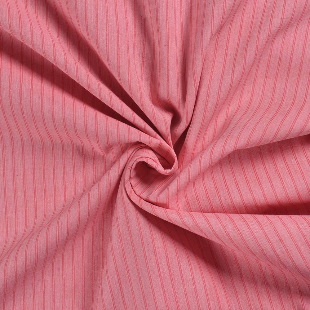 Stripe Pink Pure Cotton 75 GSM Handwoven Fabric
