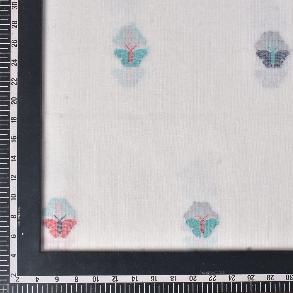 MULTICOLOR BUTTERFLY JAMDANI PURE COTTON 54 GSM HANDWOVEN FABRIC 288