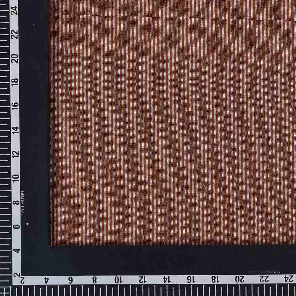 STRIPE BROWN PURE COTTON 100 GSM HANDWOVEN FABRIC