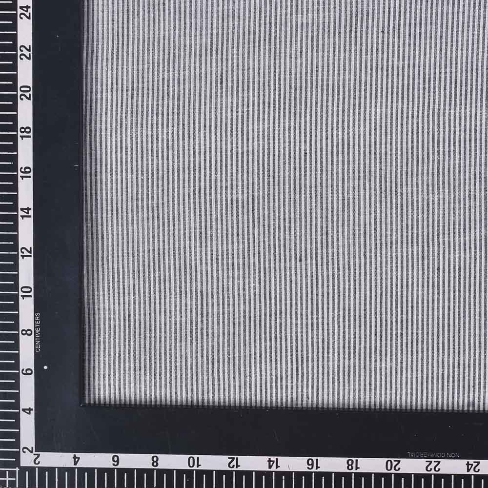STRIPE GREY & WHITE KHADI COTTON 69 GSM HANDWOVEN FABRIC